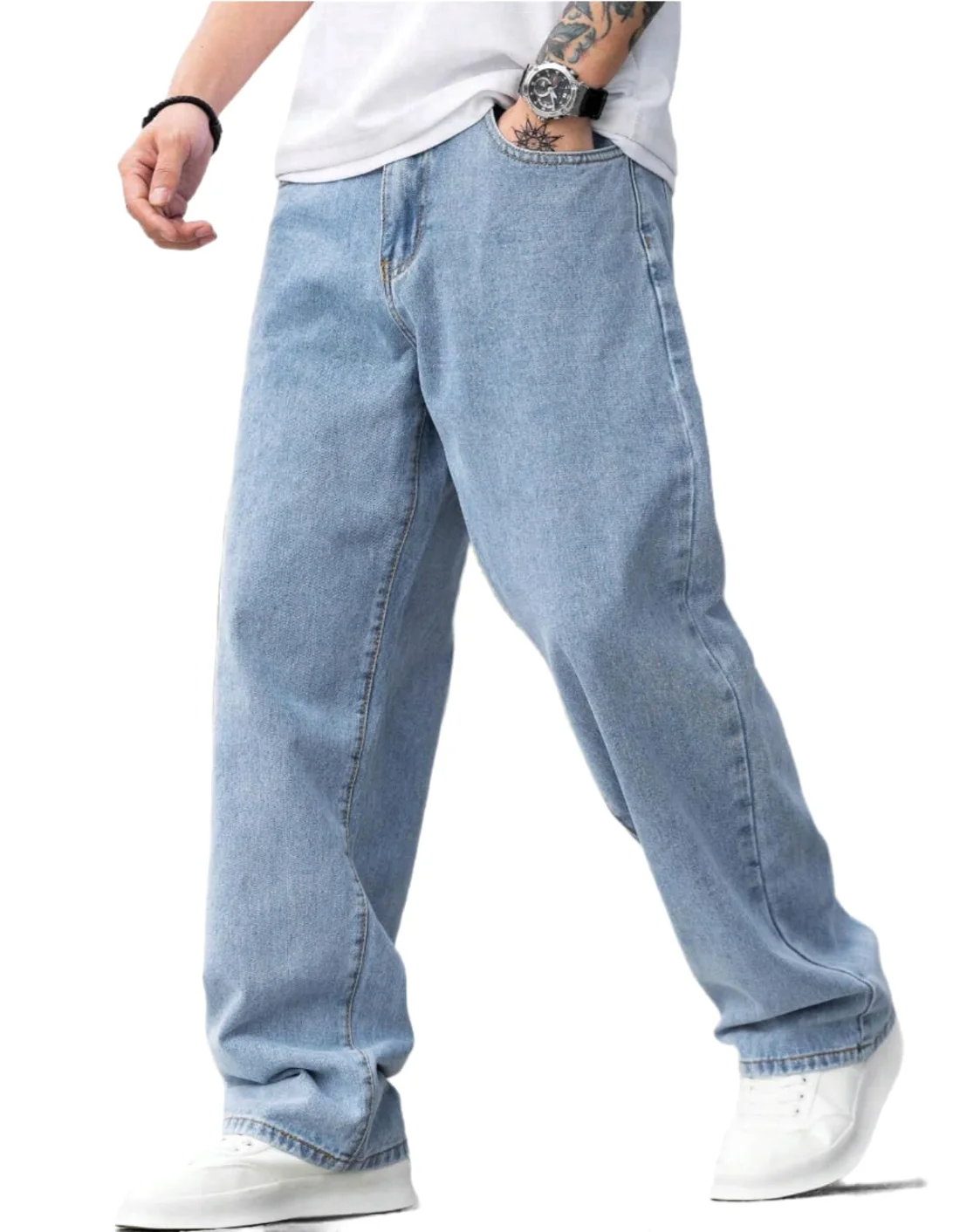 LuminBlaze Carpenter Baggy Jean in Light Blue