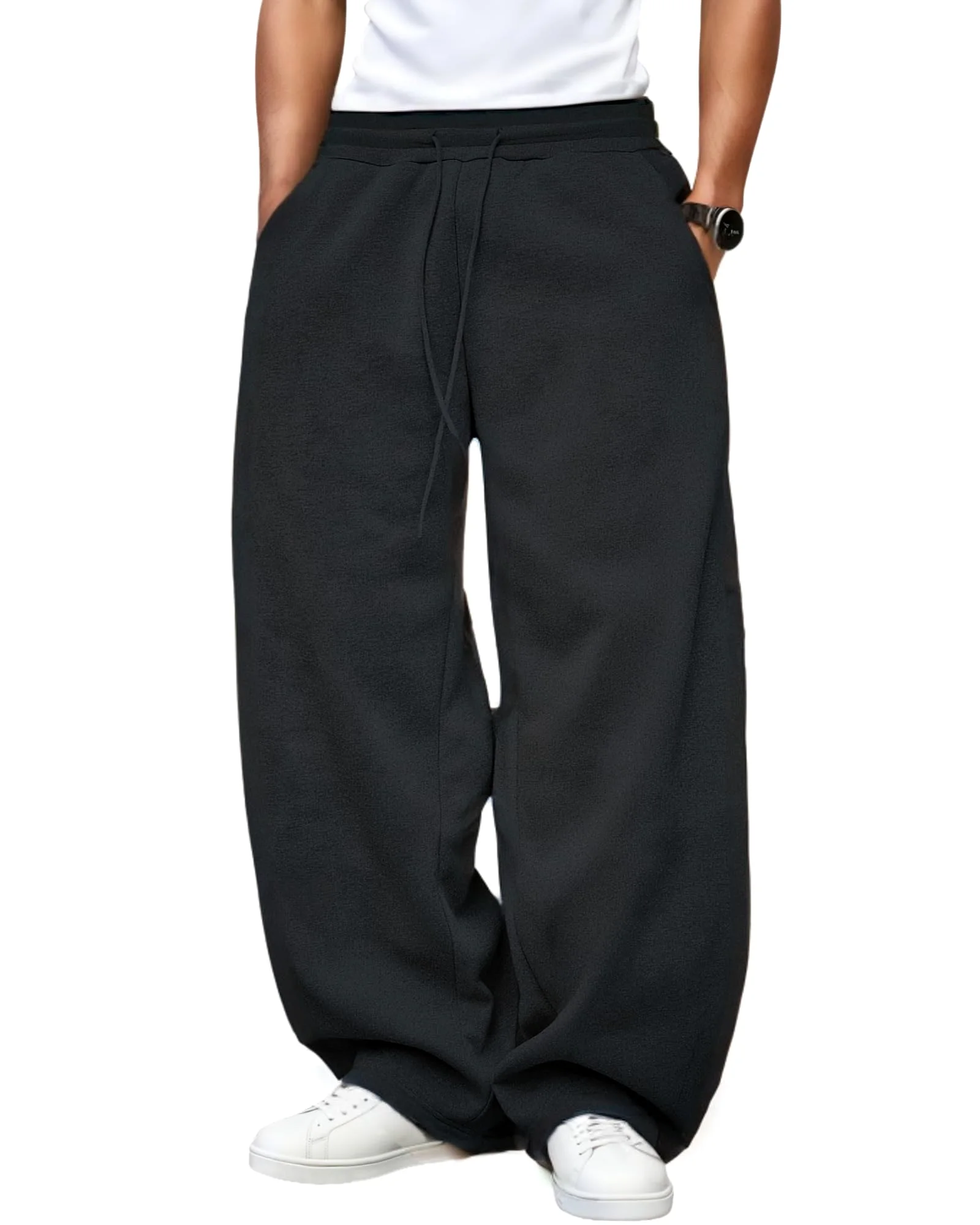 LuminBlaze Fleece Baggy Sweatpant in Black