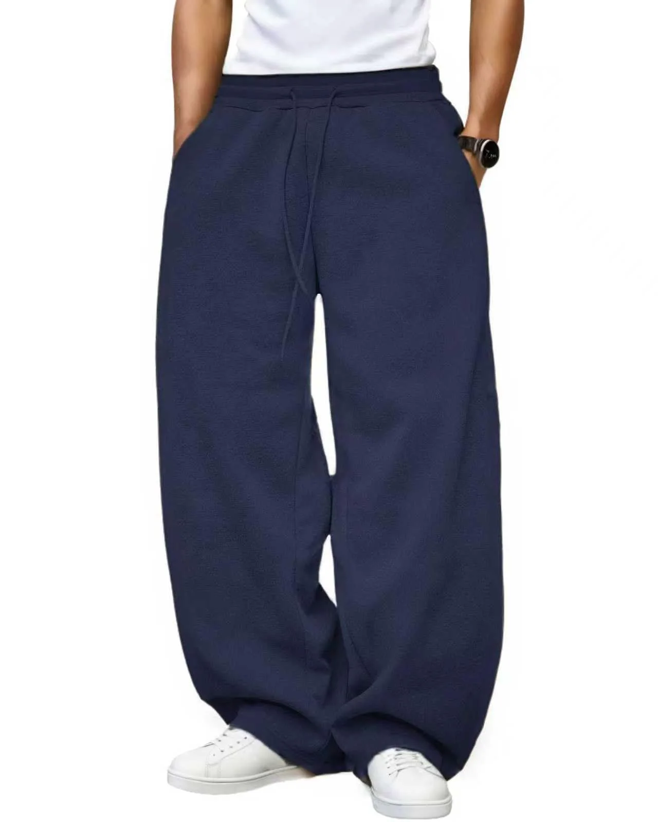 LuminBlaze Fleece Baggy Sweatpant in Dark Blue