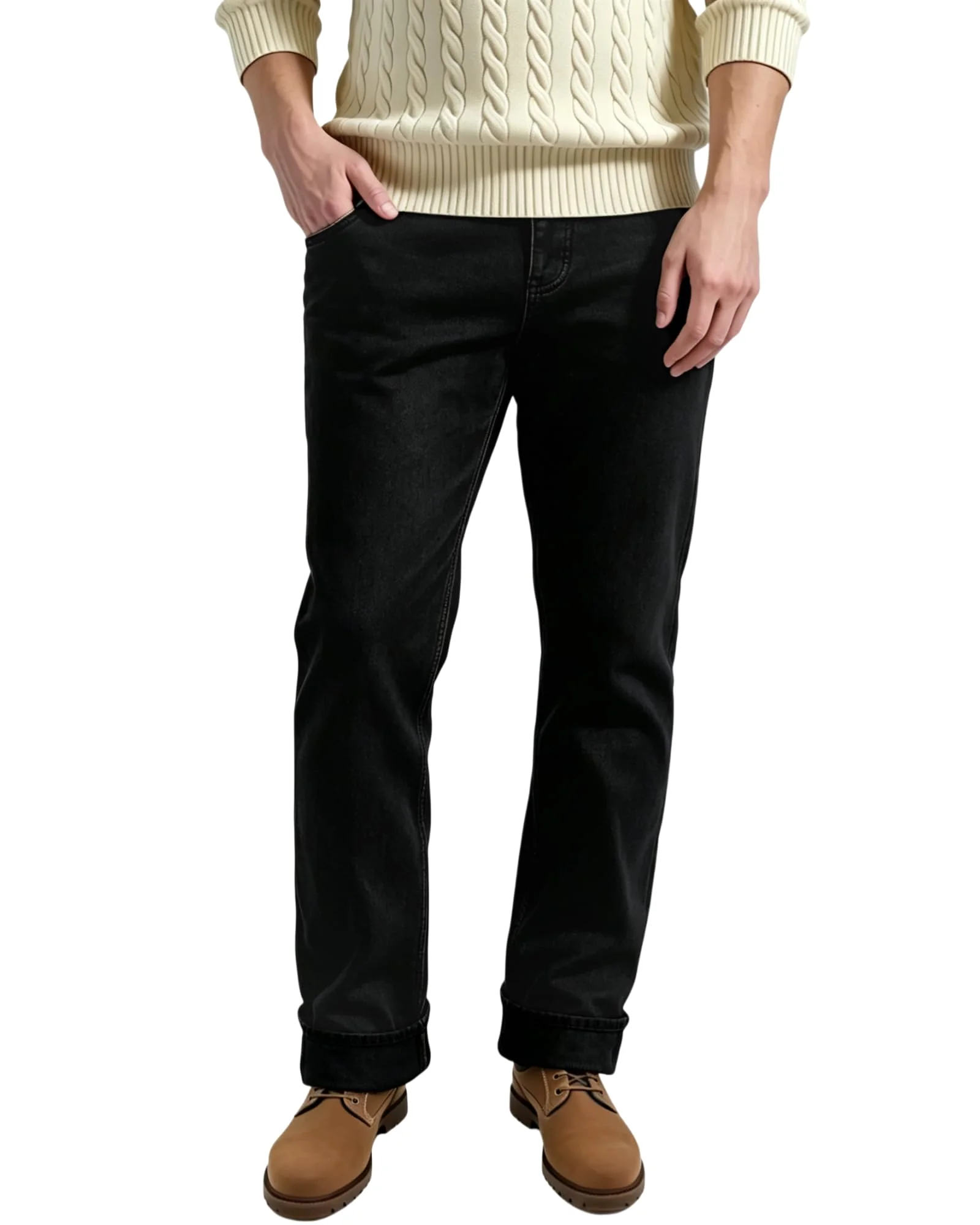 LuminBlaze Fleece-Lined Regular Fit Jean in Black