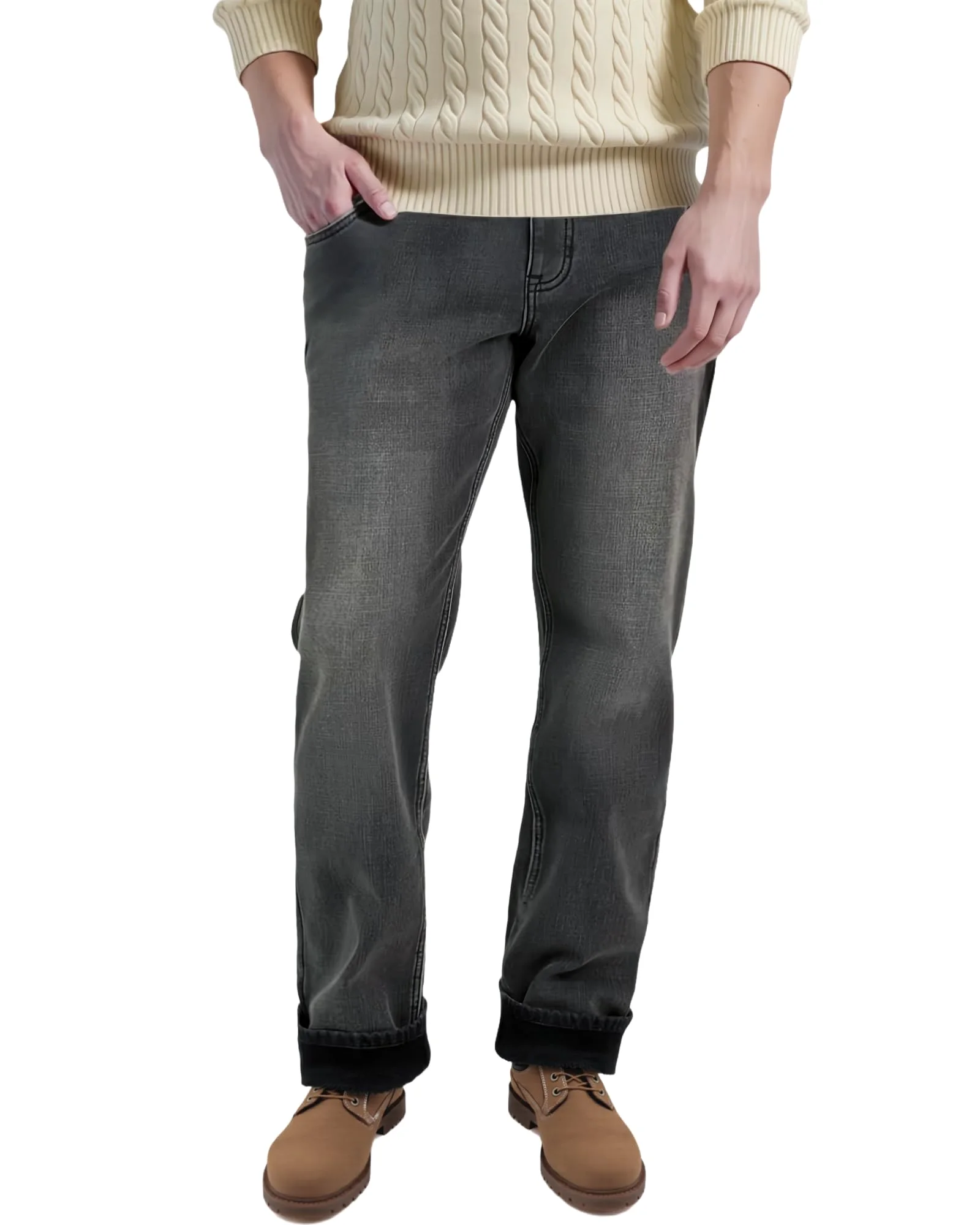 LuminBlaze Fleece-Lined Regular Fit Jean in Grey