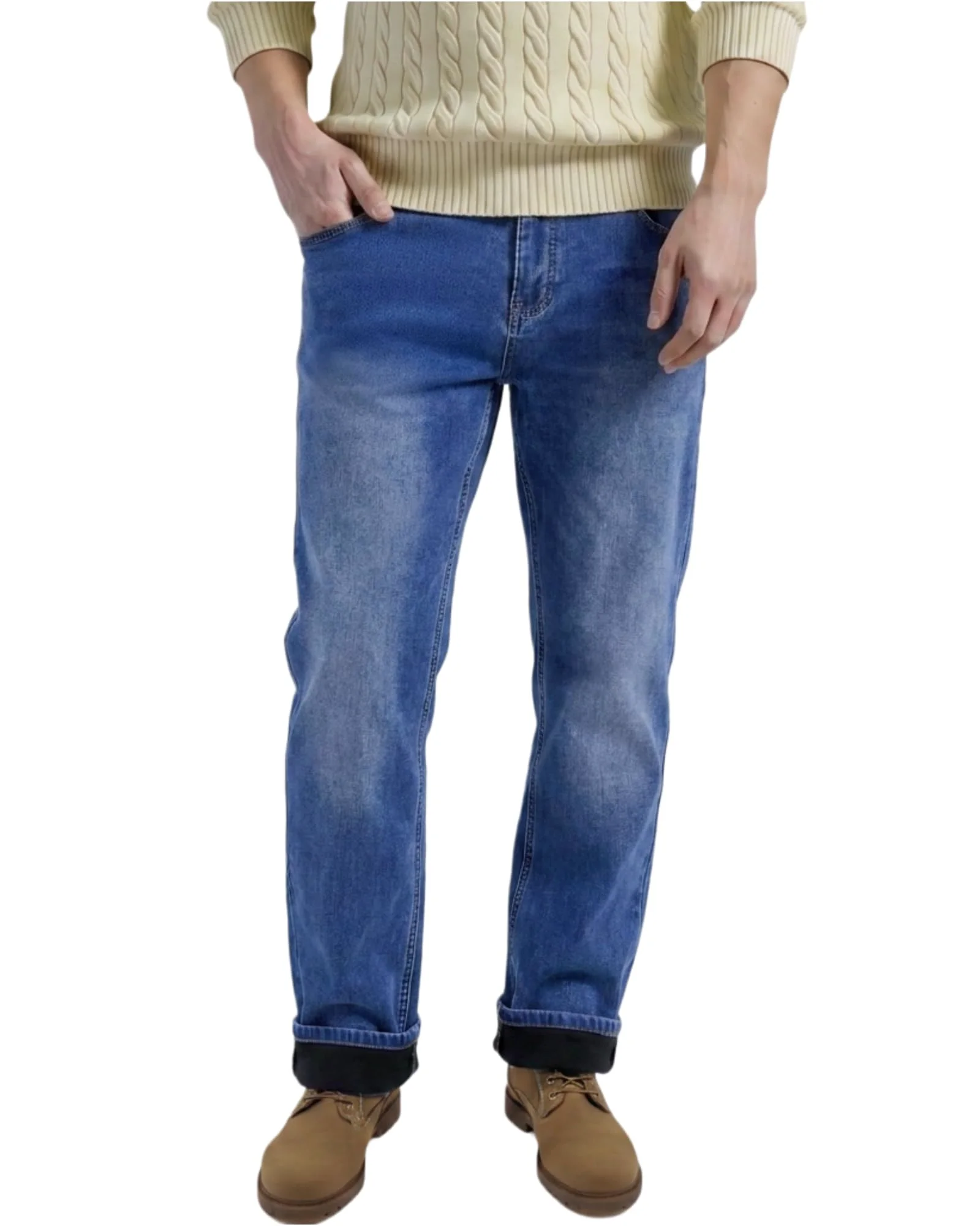 LuminBlaze Fleece-Lined Regular Fit Jean in Medium Wash