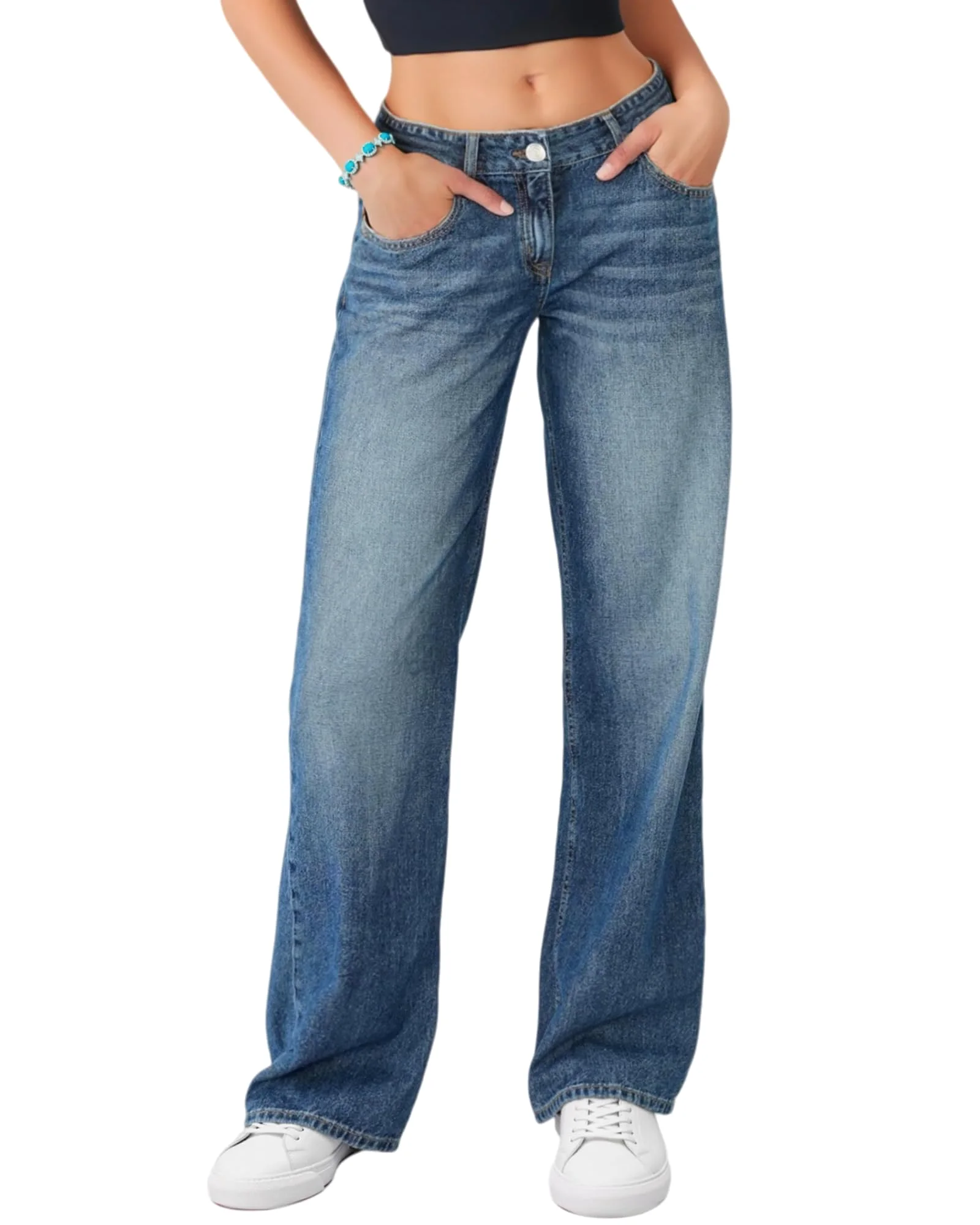 LuminBlaze Low Rise Baggy Jean in Blue