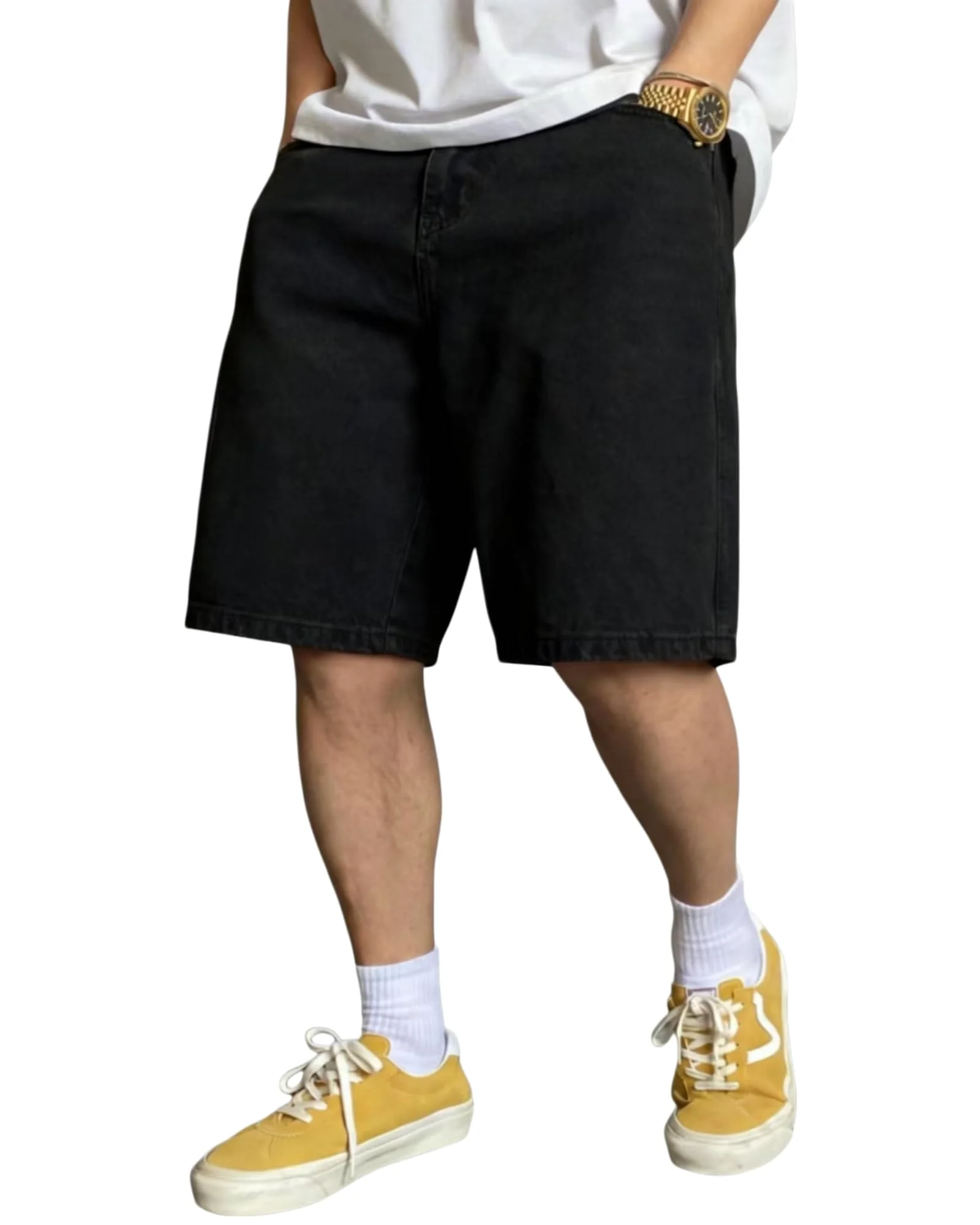 LuminBlaze Washed Loose Jort in Charcoal Black